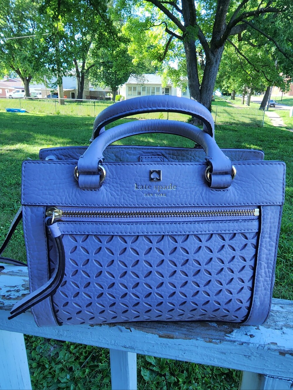 Kate Spade Perri Lane Bubbles bag featuring a perforated geometric pattern - Picture 12 of 12
